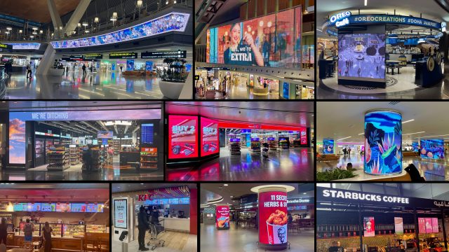 カタール、ドーハのハマド国際空港のデジタルサイネージ